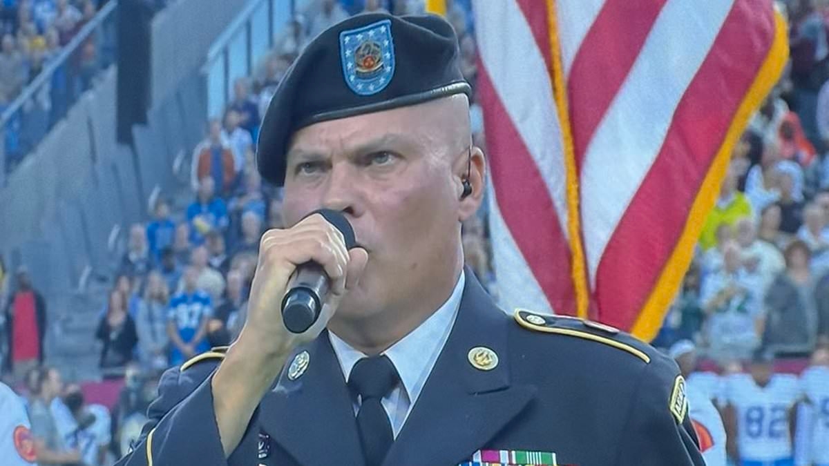 NFL fans divided on troop's national anthem before preseason opener