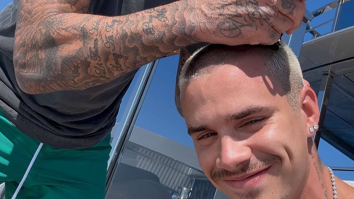 Bald David Beckham shaves son Romeo's head despite his own disastrous DIY buzz-cut during luxury yacht trip