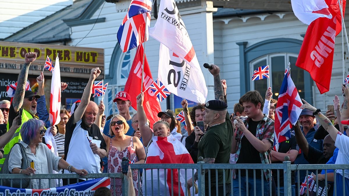 Anti-migrant protesters face off with counter demonstrators in Southsea as disquiet grows over asylum seeker hotels across the UK