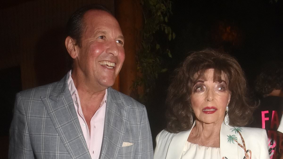 Joan Collins, 92, oozes sophistication in a chic white dress as she joins husband Percy Gibson, 60, at lavish dinner party in Saint-Tropez