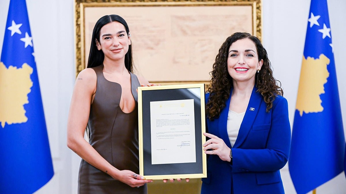 Dua Lipa says it 'feels like my two sides are now one' as she is granted Kosovo citizenship - to go with Britain and Albania