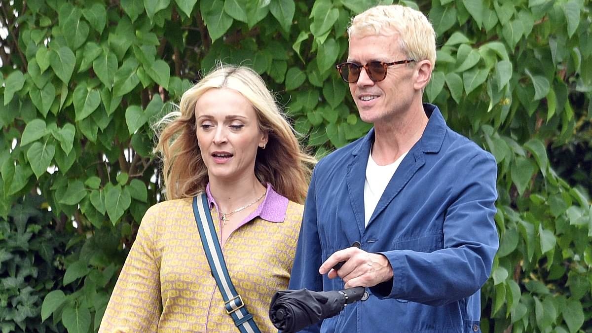 Have loved-up Fearne and her Rivals director boyfriend been hitting the his 'n' hers hair dye? Couple sport matching golden locks as they take a leisurely stroll in south west London
