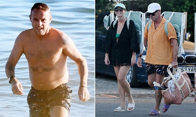 Ant McPartlin gets another tattoo tribute to his wife Anne-Marie Corbett as he shows off his new ink on the beach during Portugal holiday