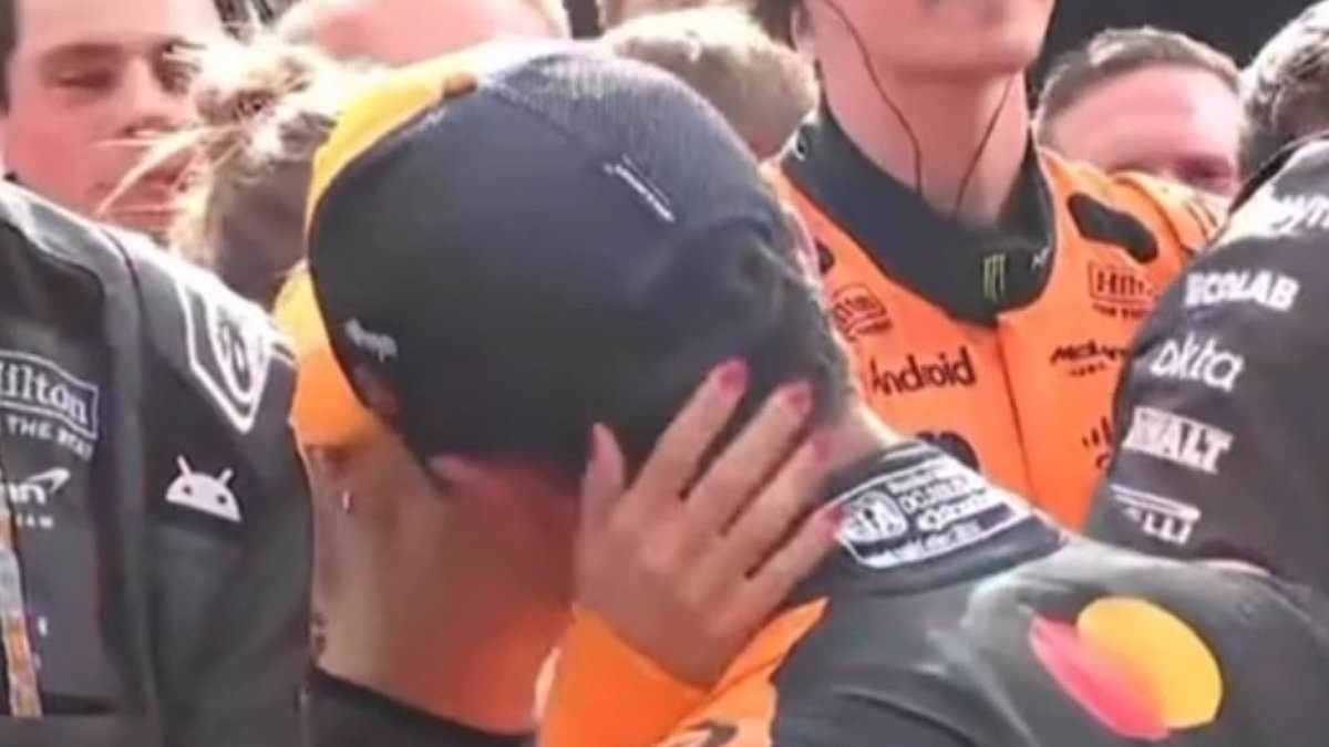 Lando Norris shares kiss with on-off model girlfriend Margarida Corceiro following Hungarian Grand Prix win - a day after going public again