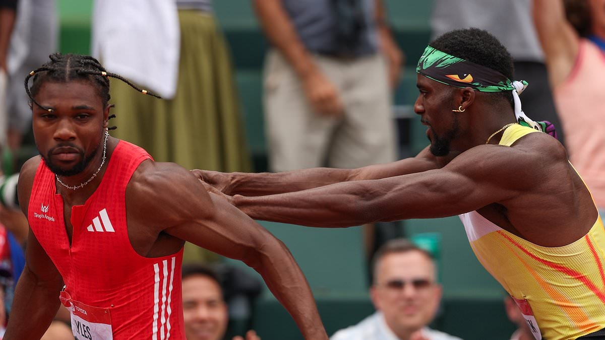 Noah Lyles shoved by Kenny Bednarek with US sprinters coming to blows as tense rivaly turns nasty