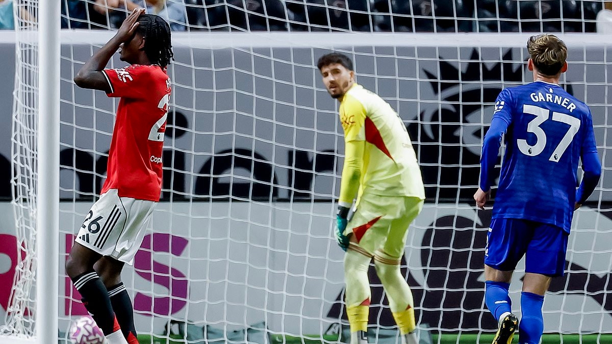 Man United youngster Ayden Heaven scores comical own goal as Ruben Amorim's side are held by Everton in the USA