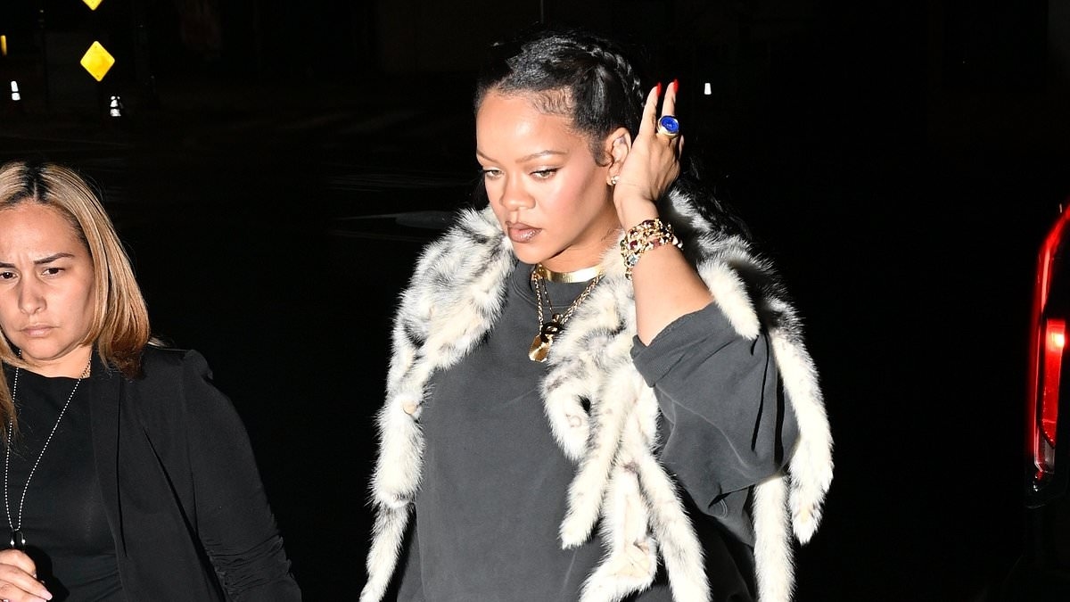 Pregnant Rihanna covers her bump in a baggy sweatshirt as she heads for LA dinner amid plans to 'tour again after cancelling London dates'
