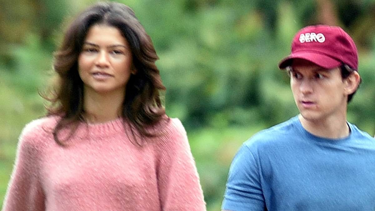 Zendaya flashes her $200k engagement ring as she enjoys a romantic dog walk with fiancé Tom Holland in Richmond Park