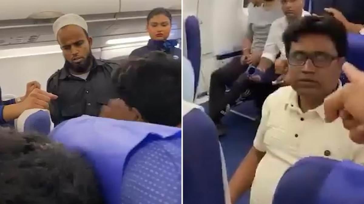 Shocking moment man slaps a fellow passenger for having a 'panic attack' on a plane