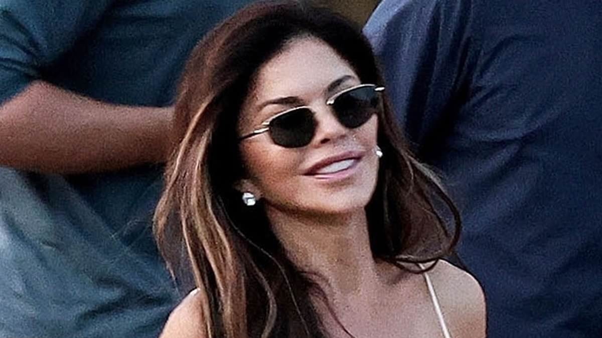 Lauren Sanchez struggles to keep her footing during double dinner date with husband Jeff Bezos as pair are joined by Leonardo DiCaprio and Vittoria amid $485m superyacht holiday