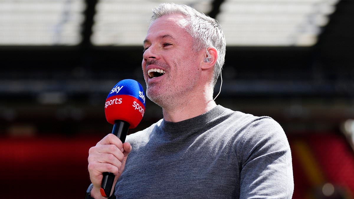 Jamie Carragher looks worse for wear as Sky Sports pundit belts out Oasis songs on the tube with fans after Wembley gig