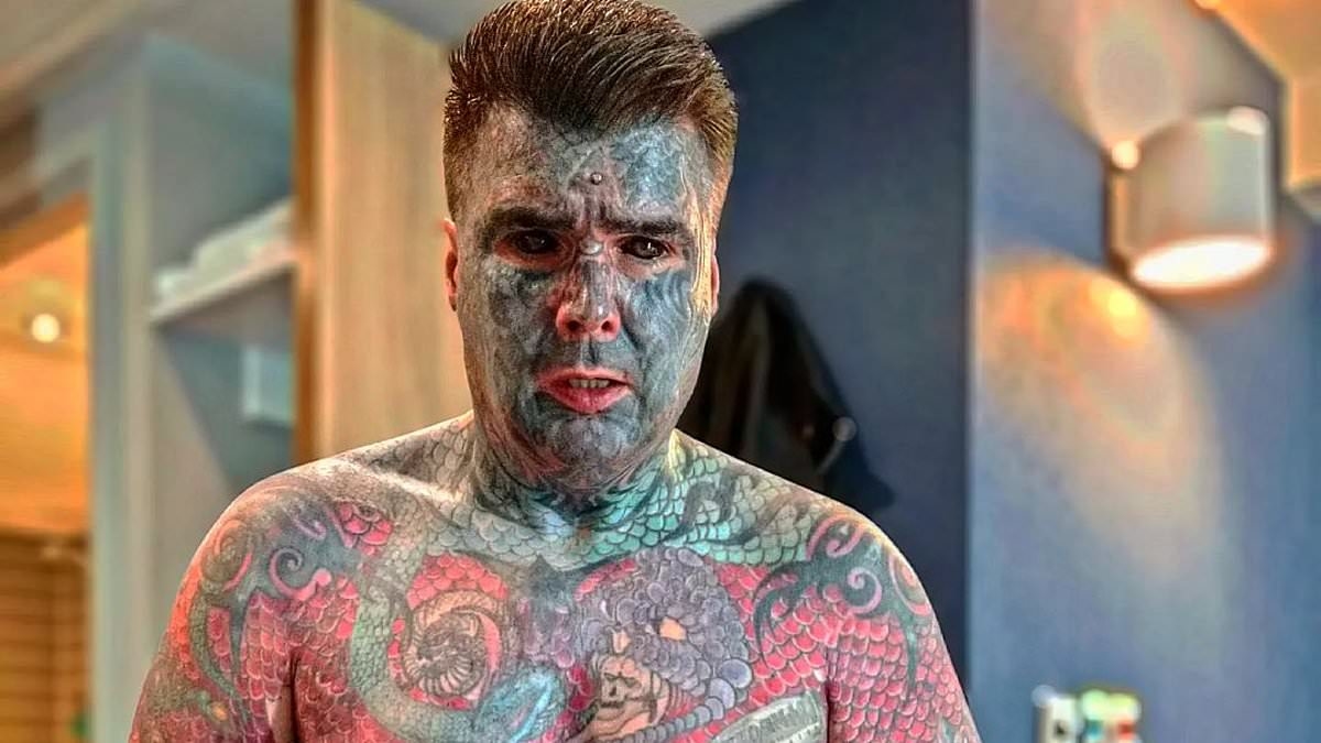Britain's most tattooed man who spent £40,000 on inking himself reveals what he looked like before