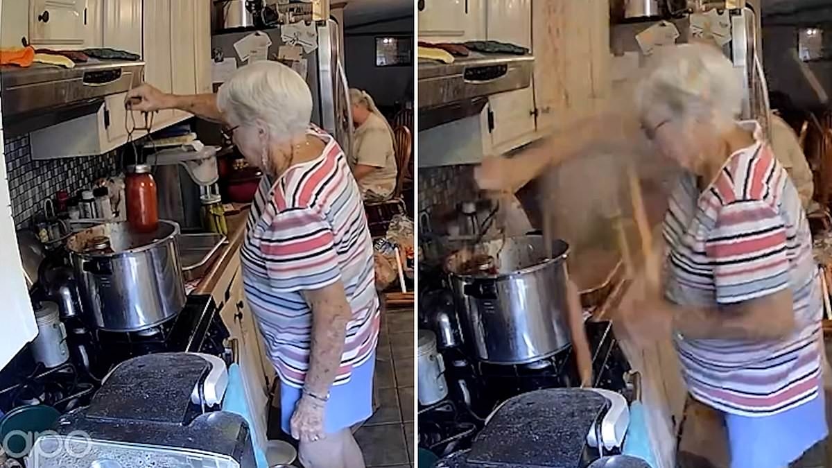 Moment grandma's attempt to can tomatoes at home goes explosively wrong in sudden kitchen mishap
