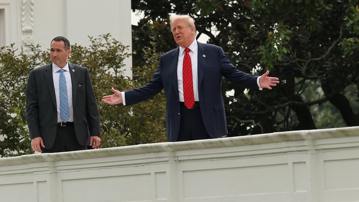 Trump soars to new HEIGHTS and climbs roof for bird's eye view of White House makeover