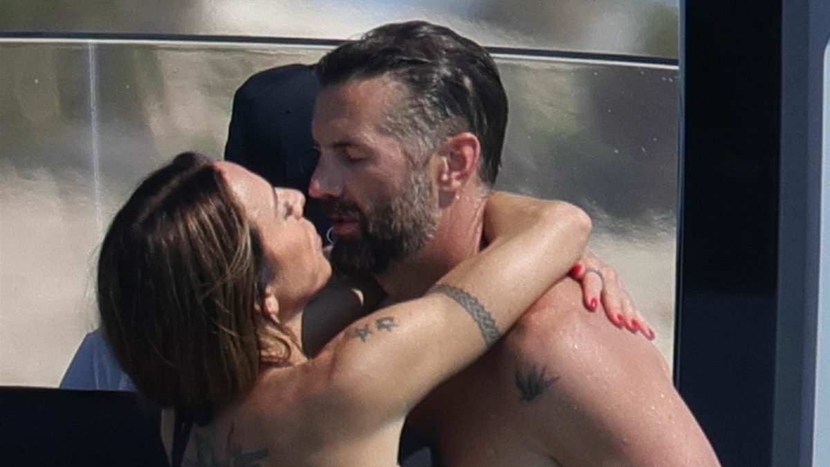 It's Melanie chiselled! Spice Girl Mel C, 51, lives up to her sporty nickname as she shows off her muscular physique while sharing a kiss with hunky boyfriend Chris Dingwall in Ibiza