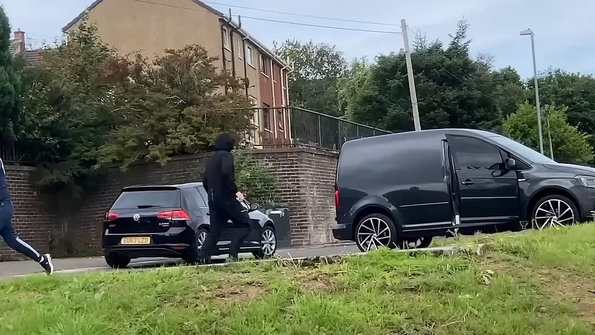 Moment thieves flee street in stolen car - after breaking into family home to grab the keys