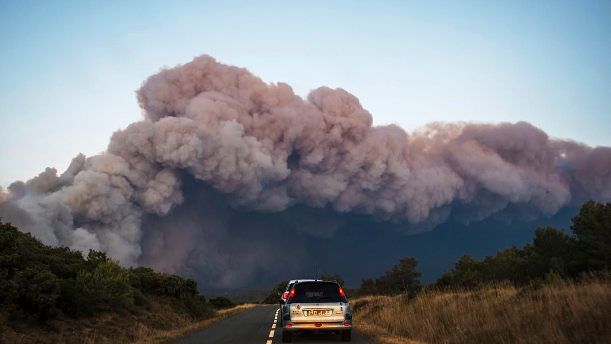 Europe's hellfire: France's killer wildfire the size of PARIS continues to rage after tourists in Spain are evacuated and country reports more than 1,000 have died from the heat