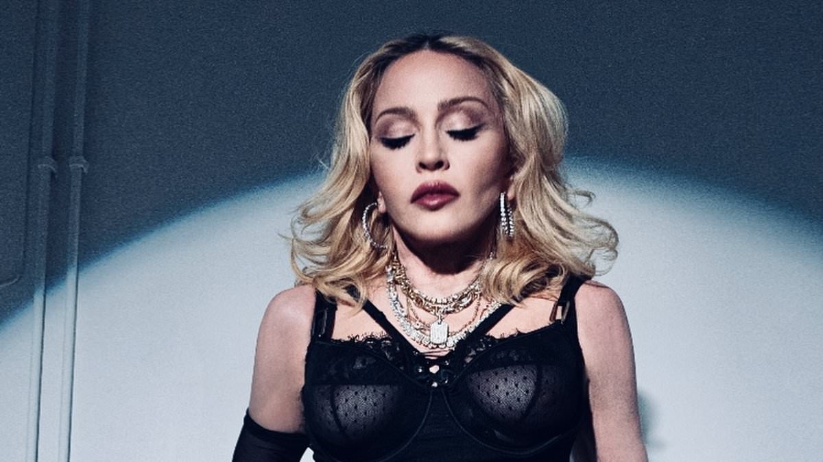 Madonna pays tribute to Cher in a racy outfit as she goes braless in a semi sheer lace bodysuit