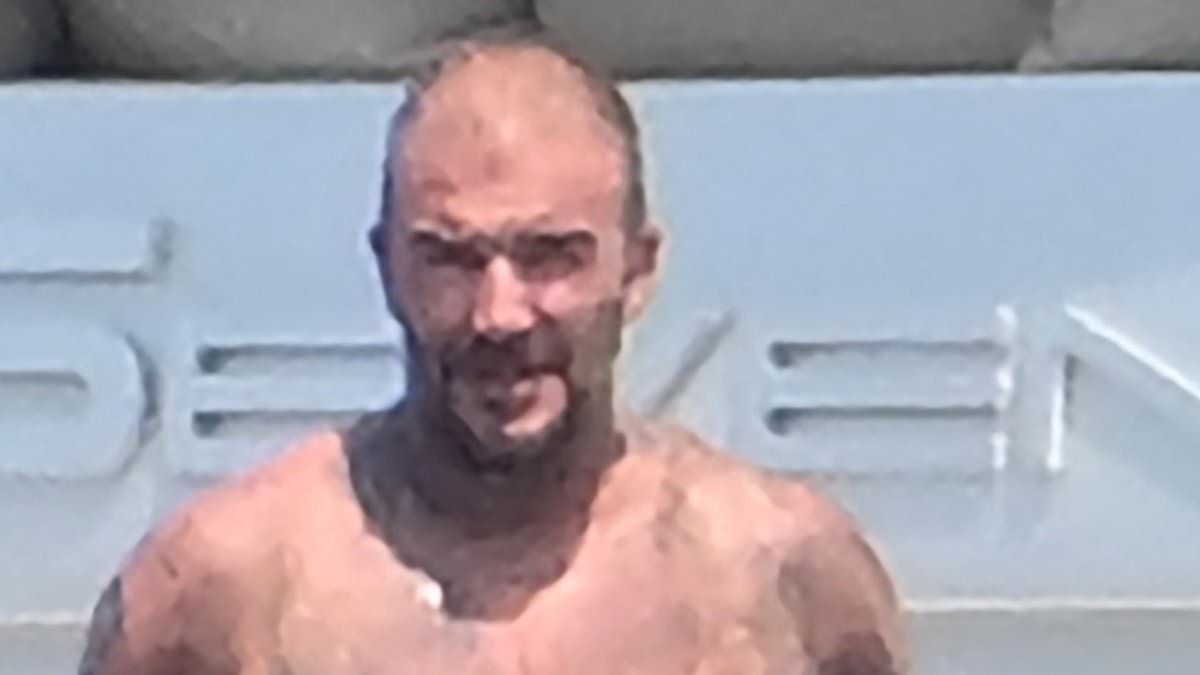 David Beckham, 50, strips down to tiny trunks to be photographed by wife Victoria and son Cruz on lavish yacht... after being mocked by his kids for his trademark skimpy swimwear