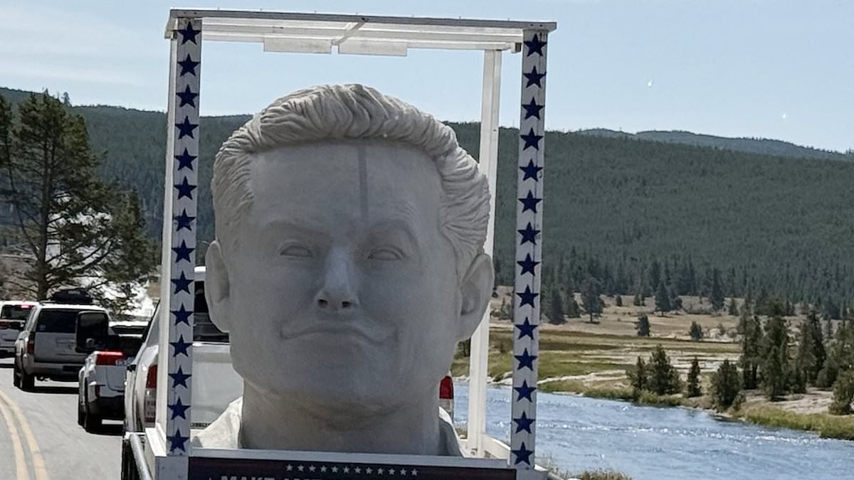 Giant bust of infamous billionaire stops stunned hikers in their tracks at Yellowstone National Park