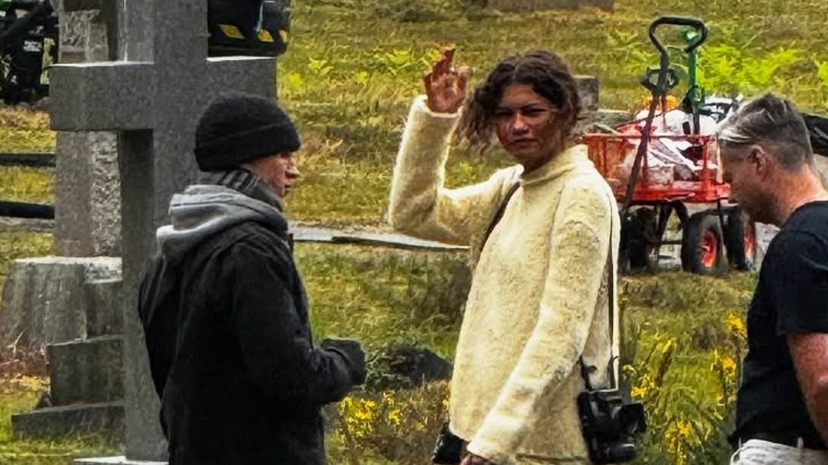 Tom Holland and fiancée Zendaya are spotted filming together for the first time on set of Spider-Man: Brand New Day at Brookwood Cemetery in Surrey