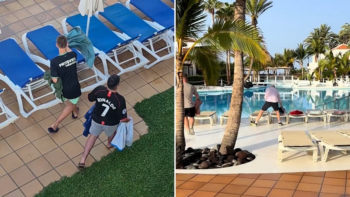 It's the sunbed Olympics! Holidaymakers make a mad dash to outrun fellow guests to reserve prime loungers at Spanish resorts