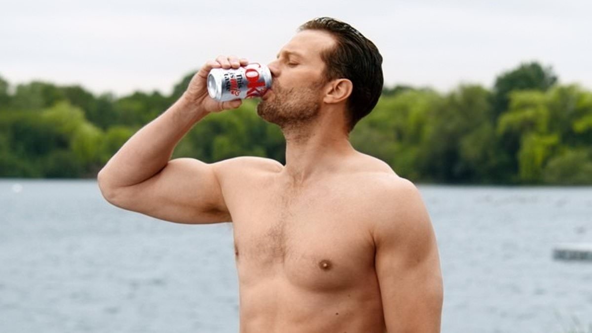 Jamie Dornan flaunts his ripped physique in silver trunks as he strips off for sizzling new Diet Coke 'This Is My Taste' campaign