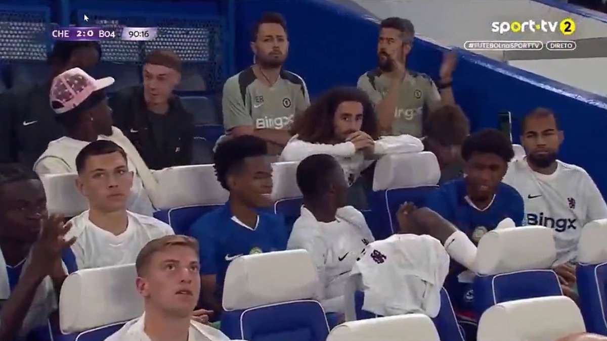 Fans spot Liam Delap's telling reaction and say the same thing after Chelsea striker watched Joao Pedro's goal in win over Bayer Leverkusen
