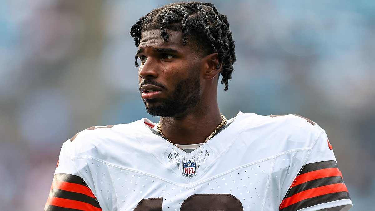 Shedeur Sanders celebrates his first NFL touchdown pass during his preseason debut for Browns