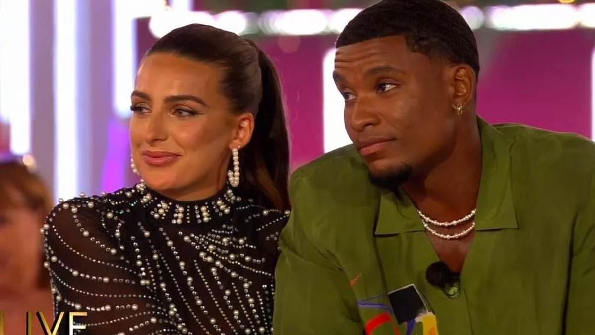 Love Island winner Toni reacts to Harrison's apparent side-eye after learning that Cach had dropped the L-bomb