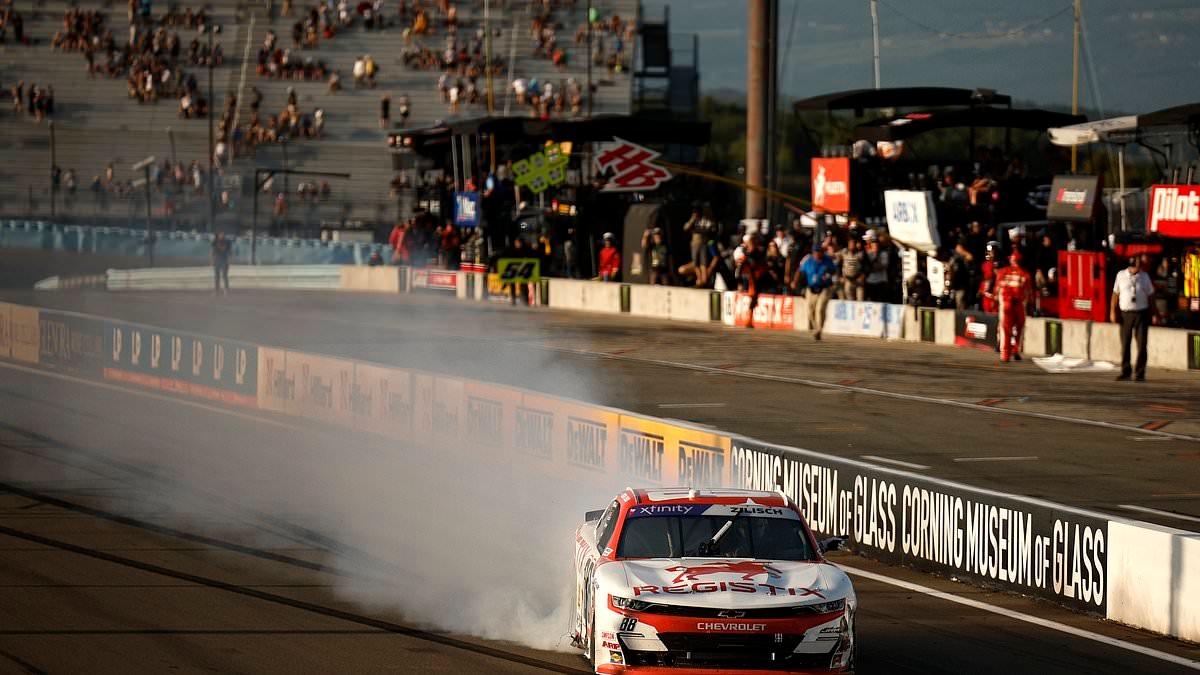 NASCAR driver's victory celebration goes horribly wrong as budding star, 19, is rushed to the hospital