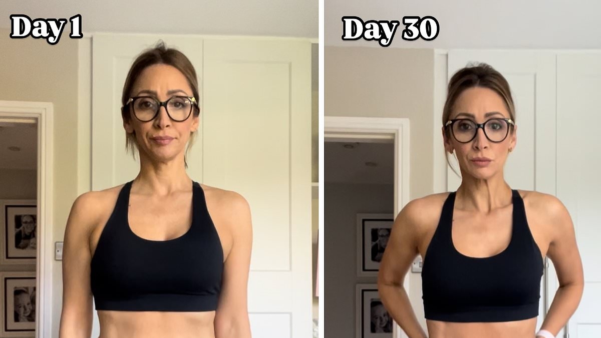 Lucy-Jo Hudson showcases her incredible weight loss in before and after snaps following gruelling 30 day fitness challenge: 'I'm stronger, leaner and more confident!'