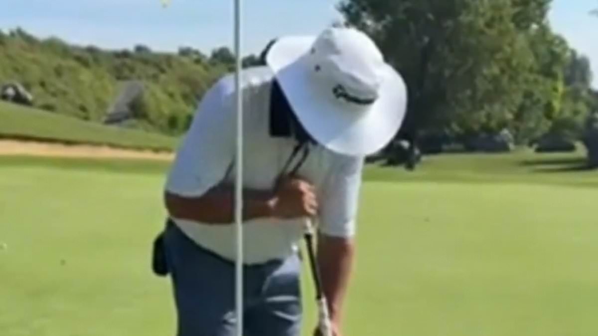 Wild moment golfer misses tap-in putt for his first ever eagle... after being told: 'Don't choke!'