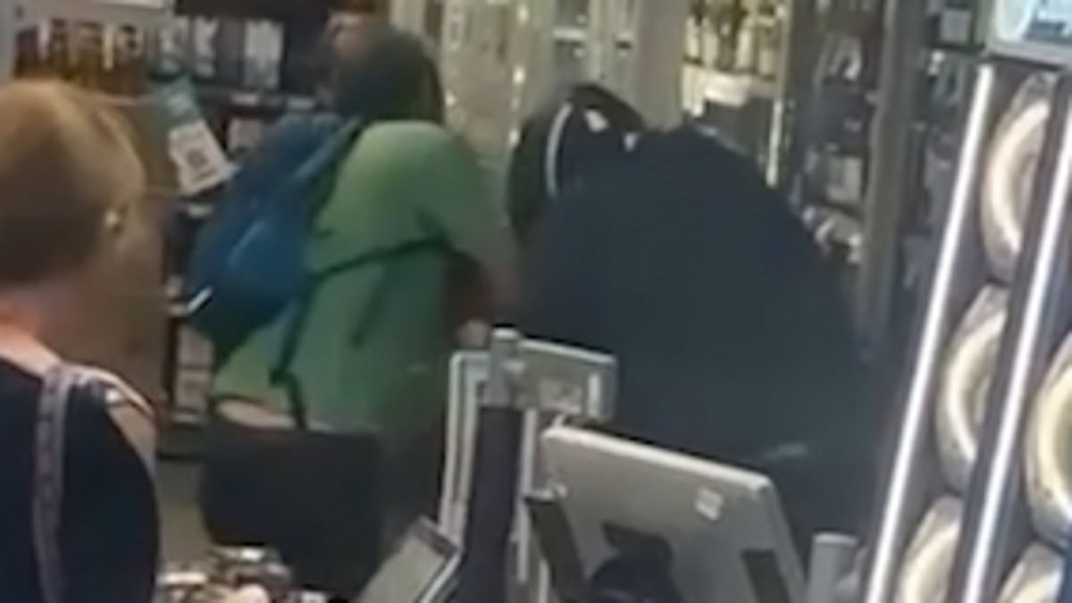 Shocking moment shoplifter who attacked Co Op staff is put in a choke hold by 'have-a-go hero' customer hours before he died