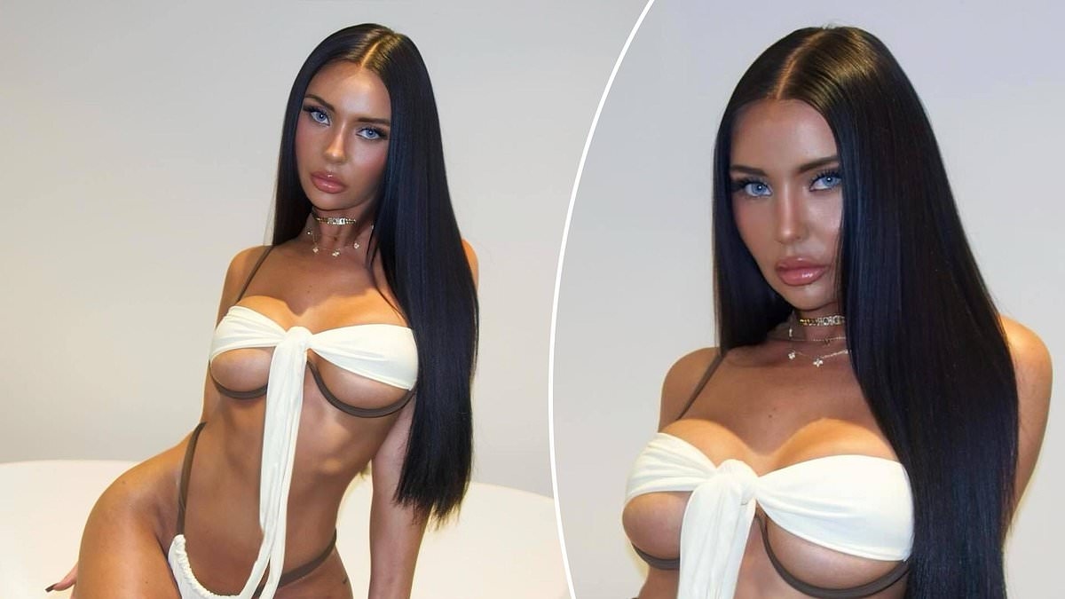 Would YOU wear this swimsuit? Raunchy reality star shocks with extreme bikini that seems to defy the laws of physics