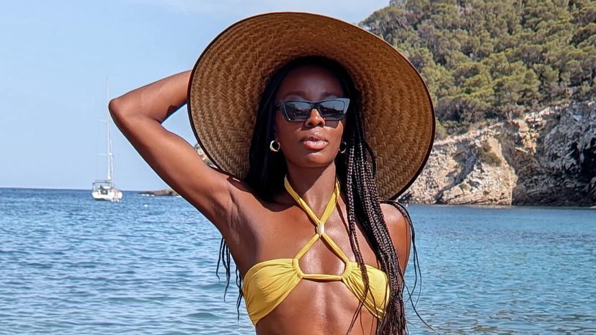 AJ Odudu shows off her toned figure in bikini-clad snaps as she gives an insight into her 72 hour trip to Ibiza