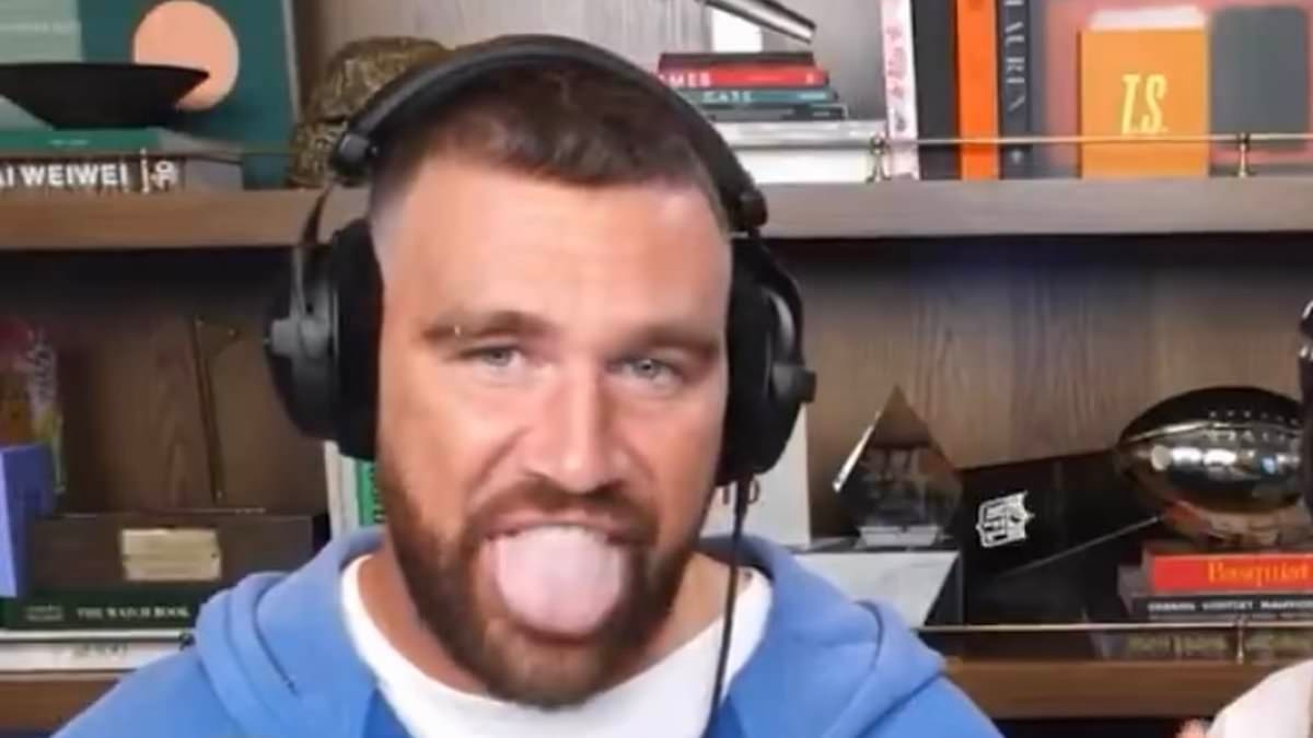 Travis Kelce does bizarre impression while girlfriend Taylor Swift suffers confetti gaffe