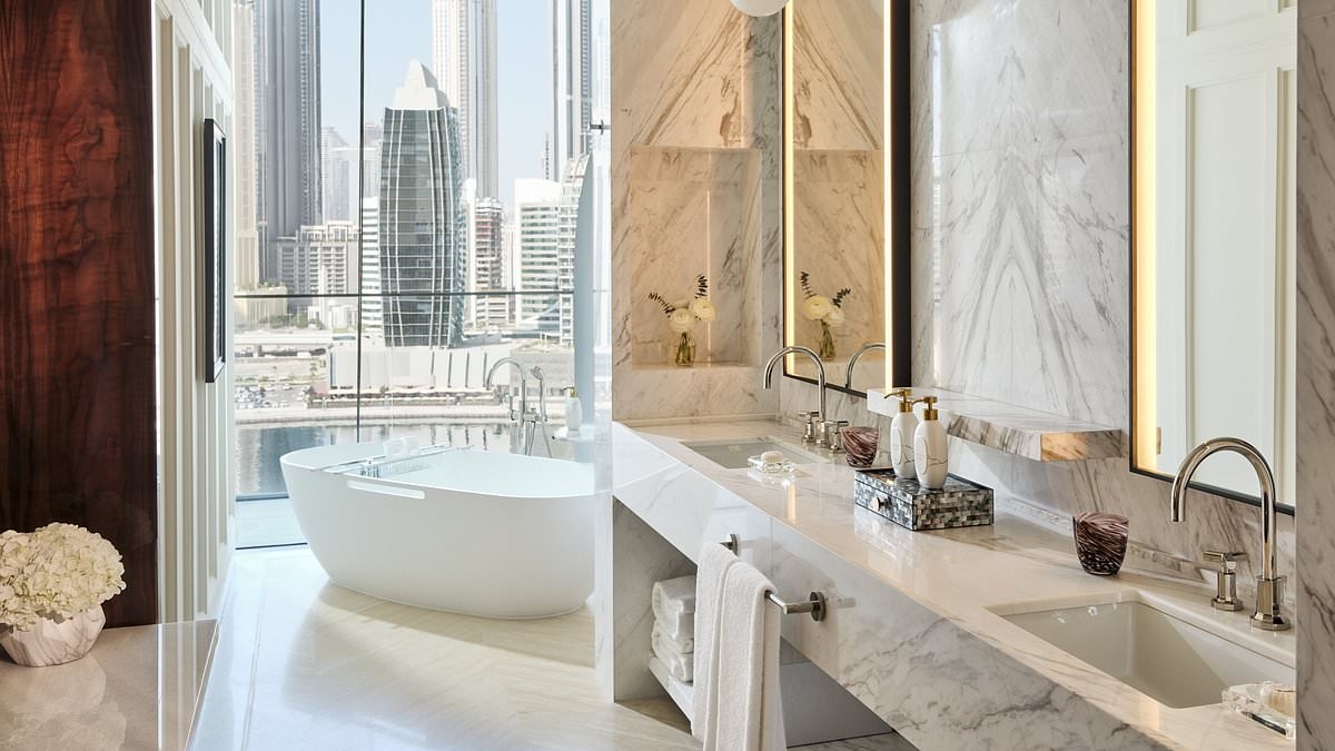 A (bath)room with a view: Inside the Lana Dorchester Collection hotel which offers an understated elegance and breath-taking vistas for those in search of the 'anti-bling' Dubai