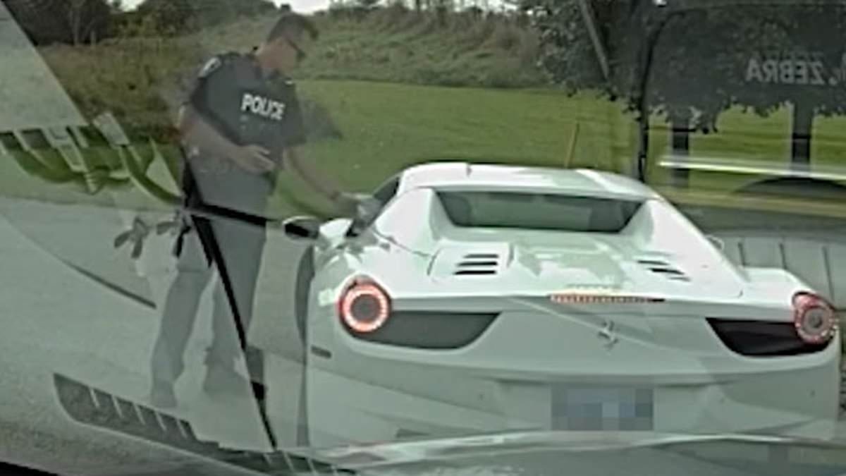 Speeding Ferrari driver pleads with cops not to tow his car before calling mom to pick him