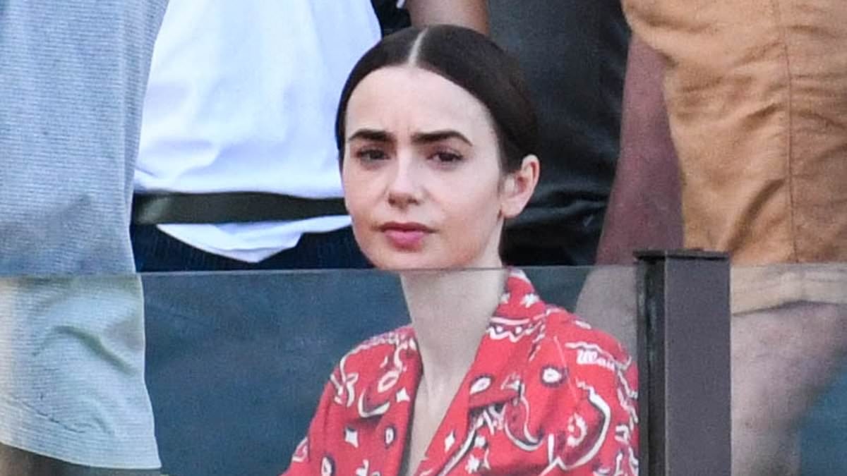 Lily Collins looks effortlessly stylish in a red paisley print co-ord as she films Emily In Paris series five in Italy