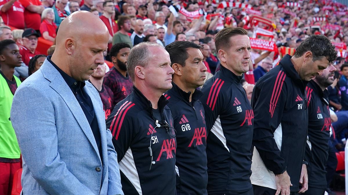 Emotional Arne Slot dedicates Liverpool's opening day win to Diogo Jota after Mohamed Salah is reduced to tears in first Premier League game since forward's death