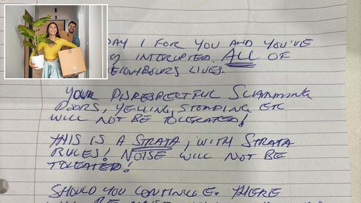 Grim note left on couple's door as they move into first home together sparks fury