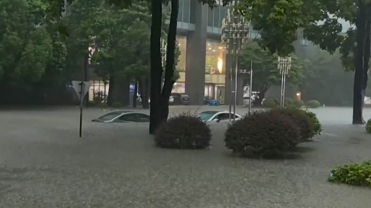 Flash floods sweeps away campers while falling debris kills two at beer festival as deadly storms continue to wreak havoc in China