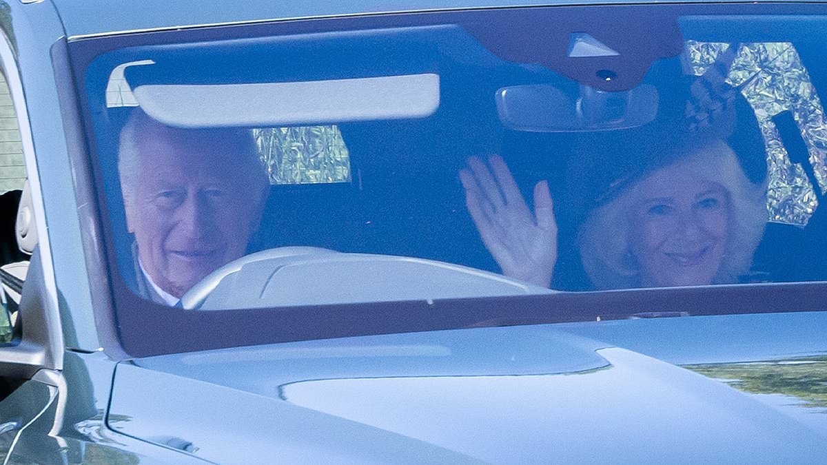 King Charles takes the wheel as he drives beaming Queen Camilla to church in Balmoral - after both appeared emotional at VJ Day service