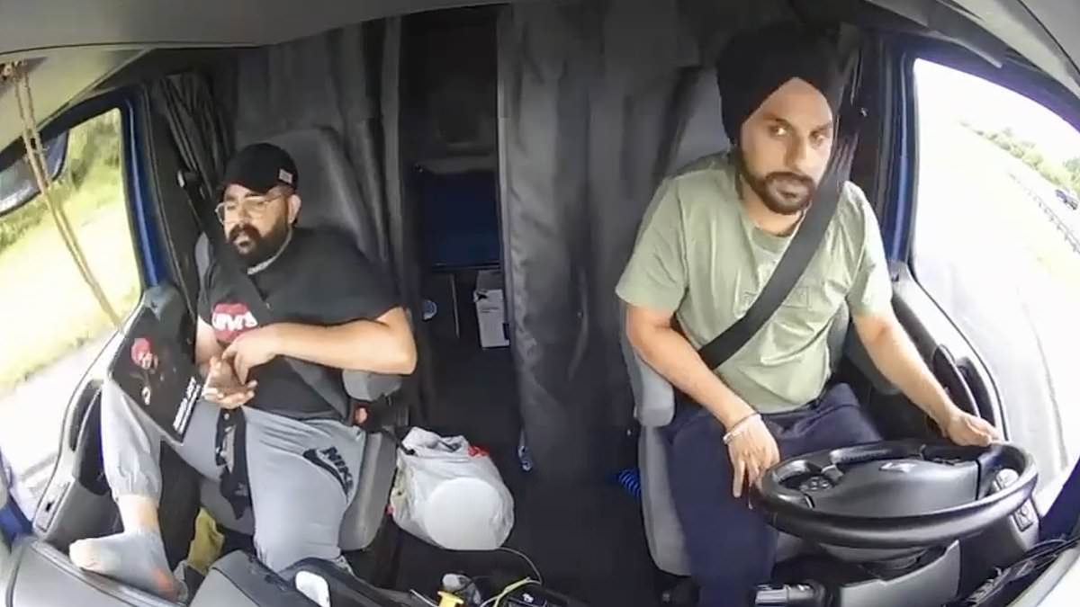 Terrifying moment illegal migrant makes rogue U-turn in semi-truck before crashing into minivan and killing three people