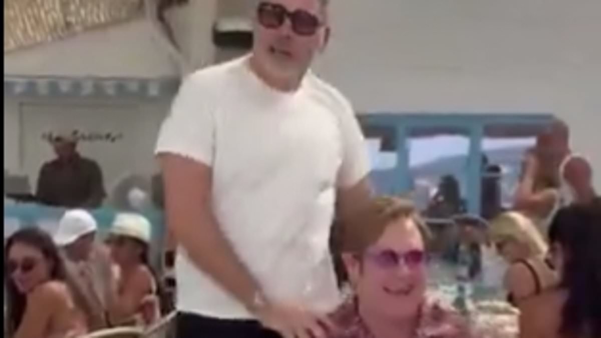 David Walliams leaves pal Sir Elton John in stitches as he dances wildly during their swanky lunch in St Tropez