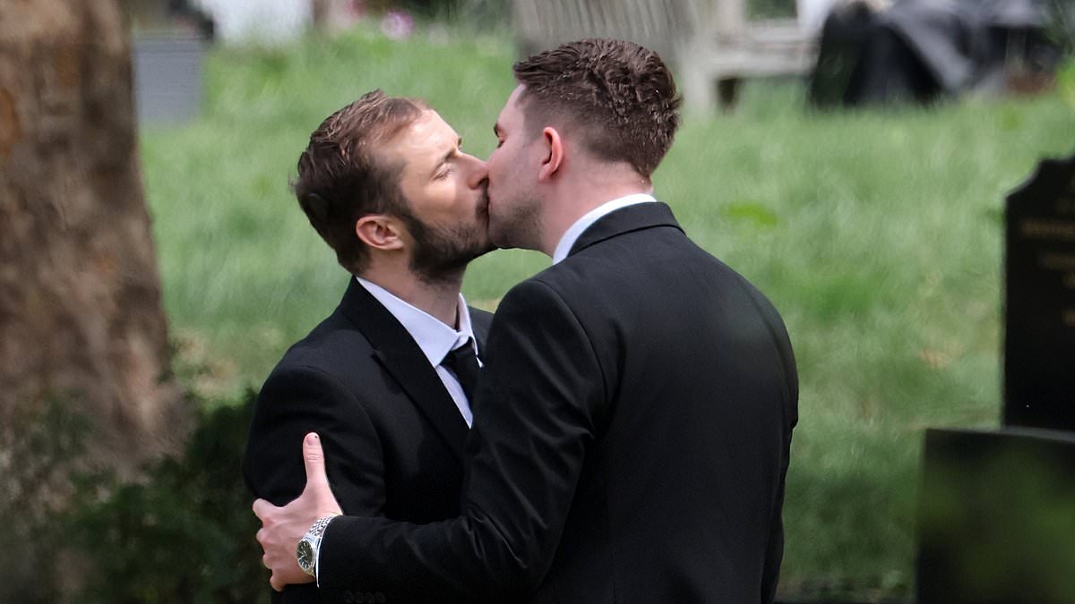 EastEnders spoilers: First look at Ben Mitchell and Callum Highway's heart-wrenching reunion at family funeral - as pair share a kiss in passionate scenes