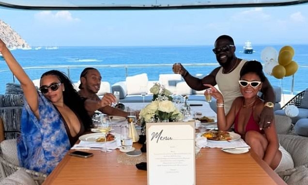 Kevin Hart packs on the PDA with wife Eniko as they celebrate her birthday on a luxurious superyacht in Italy with rapper Ludacris