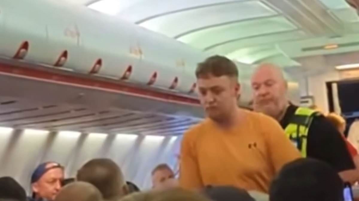 Moment plane passenger is detained by police to applause after row with others onboard saw flight to Alicante diverted back to the UK