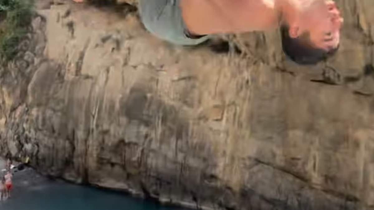 Daredevil tourists are told to stop cliff-diving in Italy days after man plunged on to rocks to his death at beauty spot